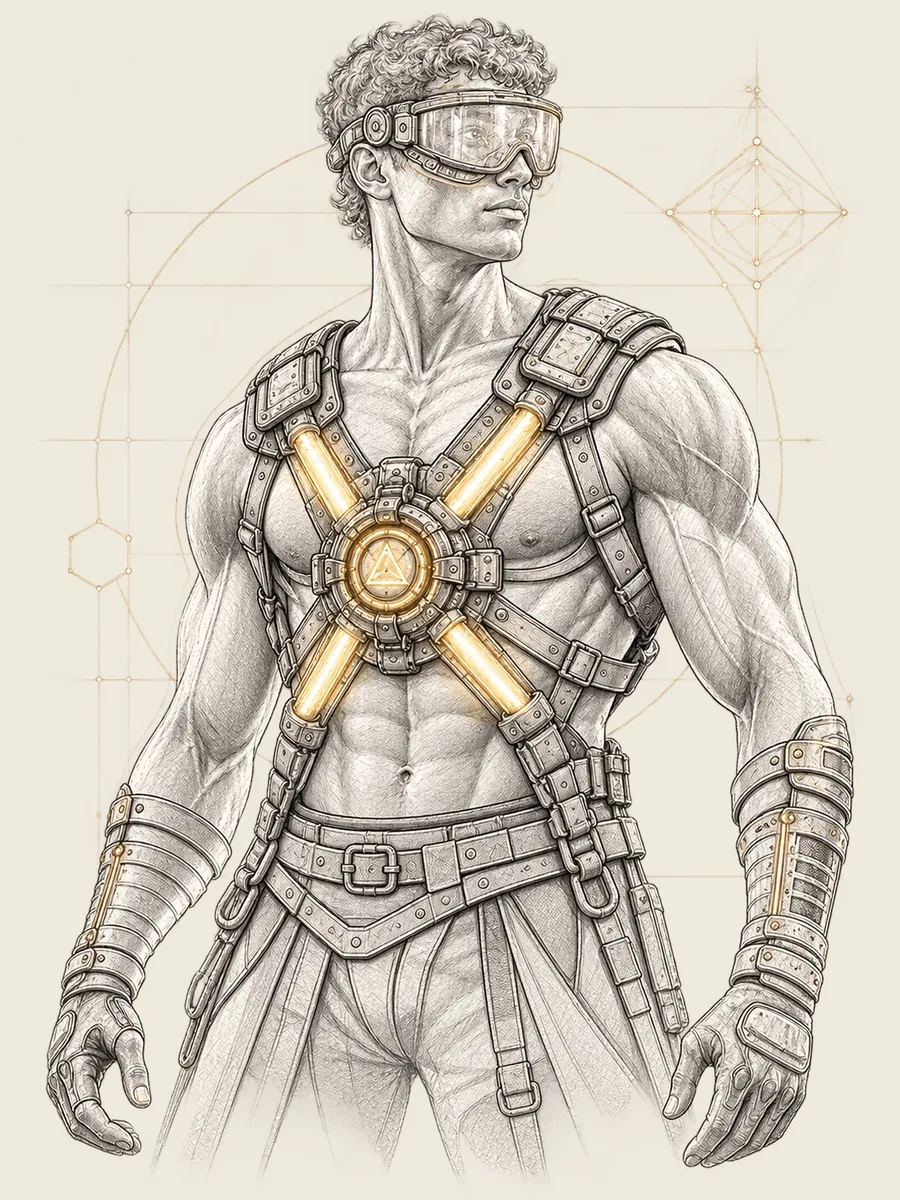 Phase 01 design-intent line art of the Lumic sport rig